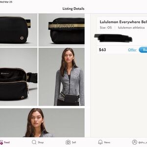 Lululemon Black Everywhere Belt Bag with Gold Accent